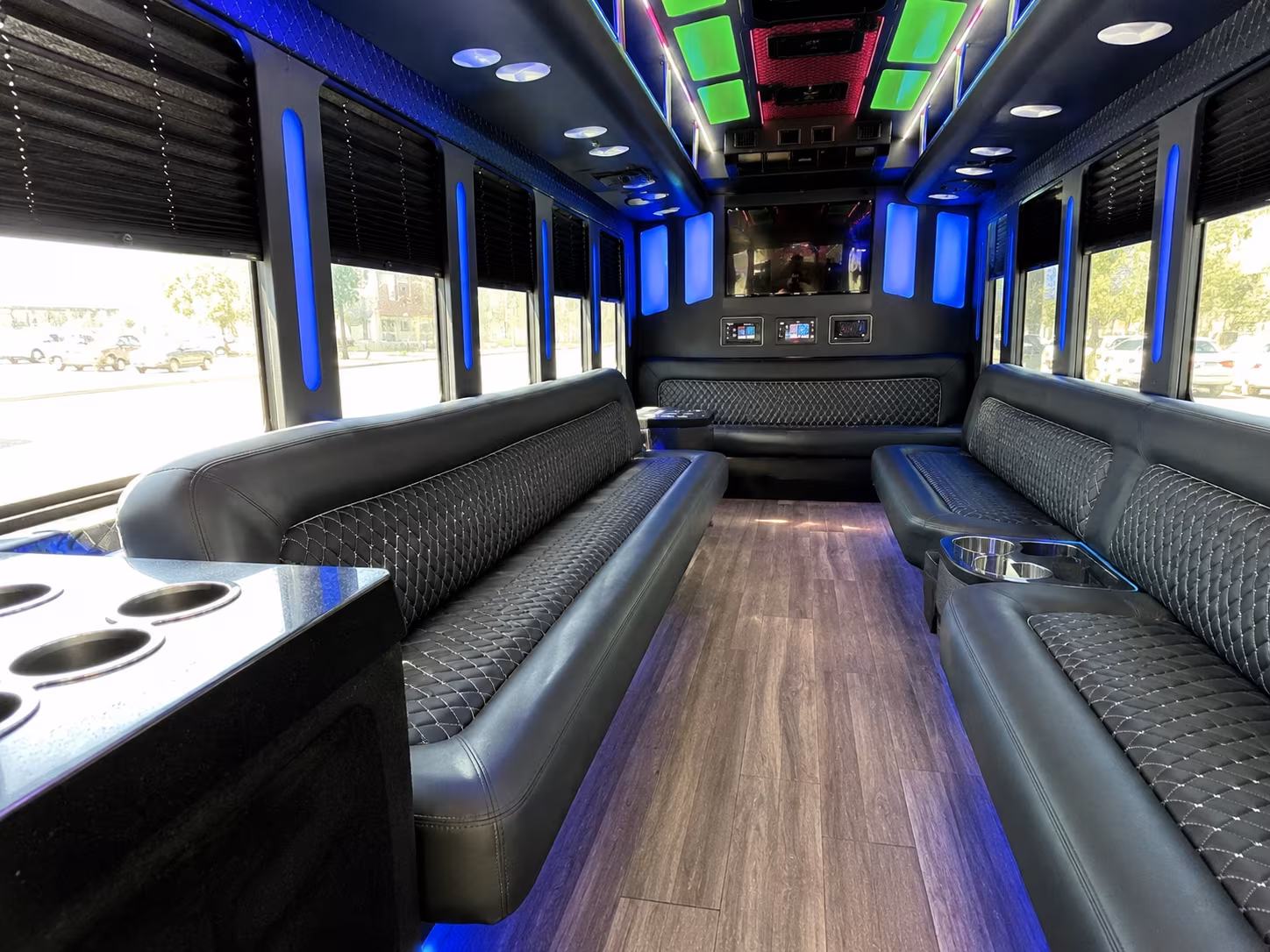 iowa city 15 passenger party bus inside