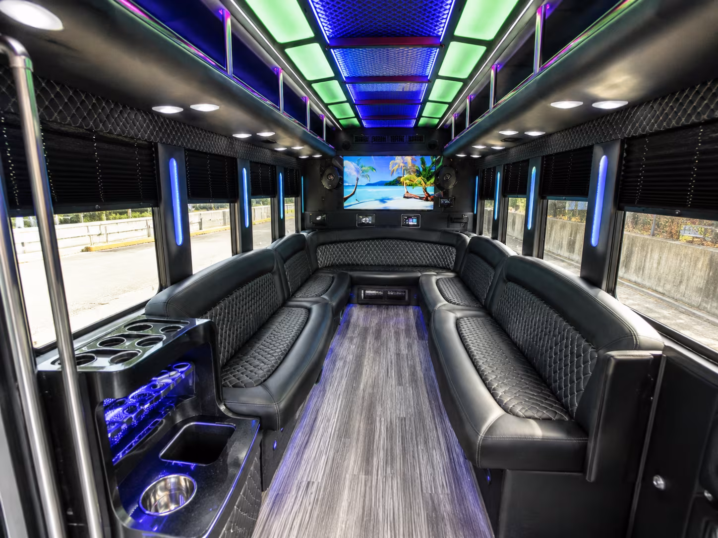 iowa city 18 passenger party bus inside