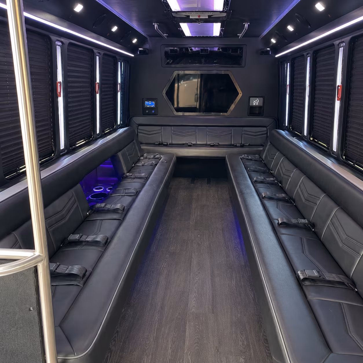 iowa city 18 passenger party bus interior