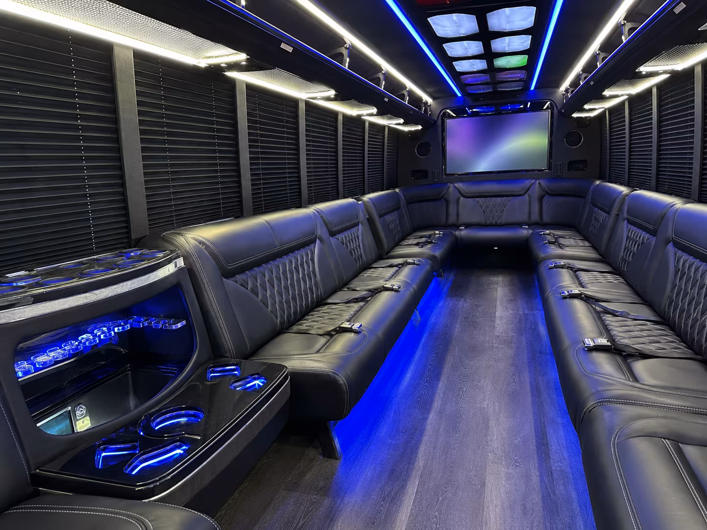 iowa city 20 passenger party bus inside