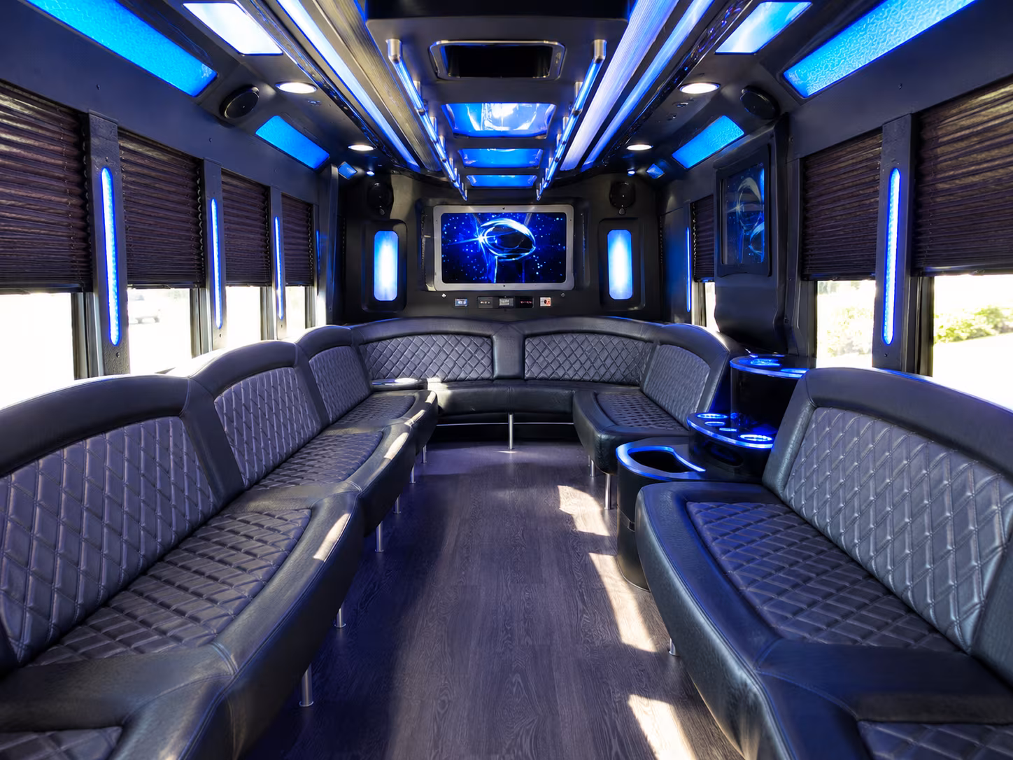 iowa city 28 passenger party bus inside