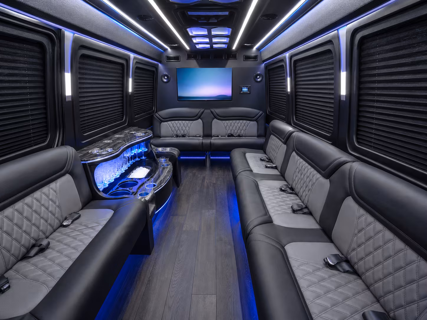 iowa city 30 passenger party bus inside