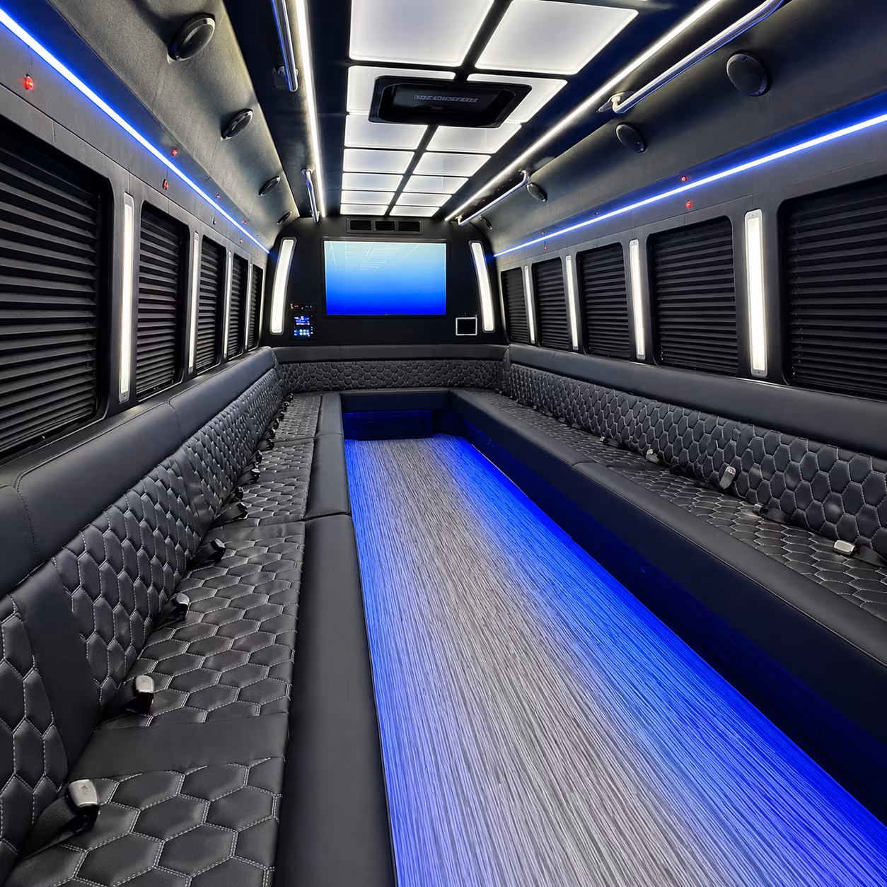 iowa city 50 passenger party bus inside